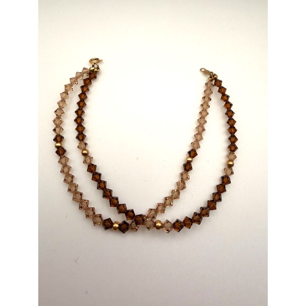 Cut Crystal and 14k Yellow Gold Bracelet